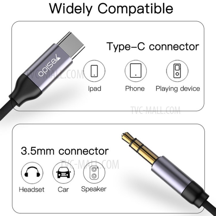 Audio Aux Cable Type C to 3.5mm Headphone Stereo Car Cord photo