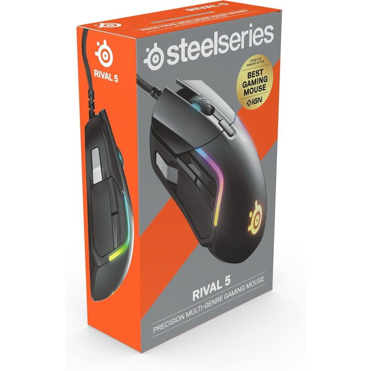 SteelSeries Rival 5 Wired Gaming Mouse RGB 18000 CPI TrueMove Optical - IP54