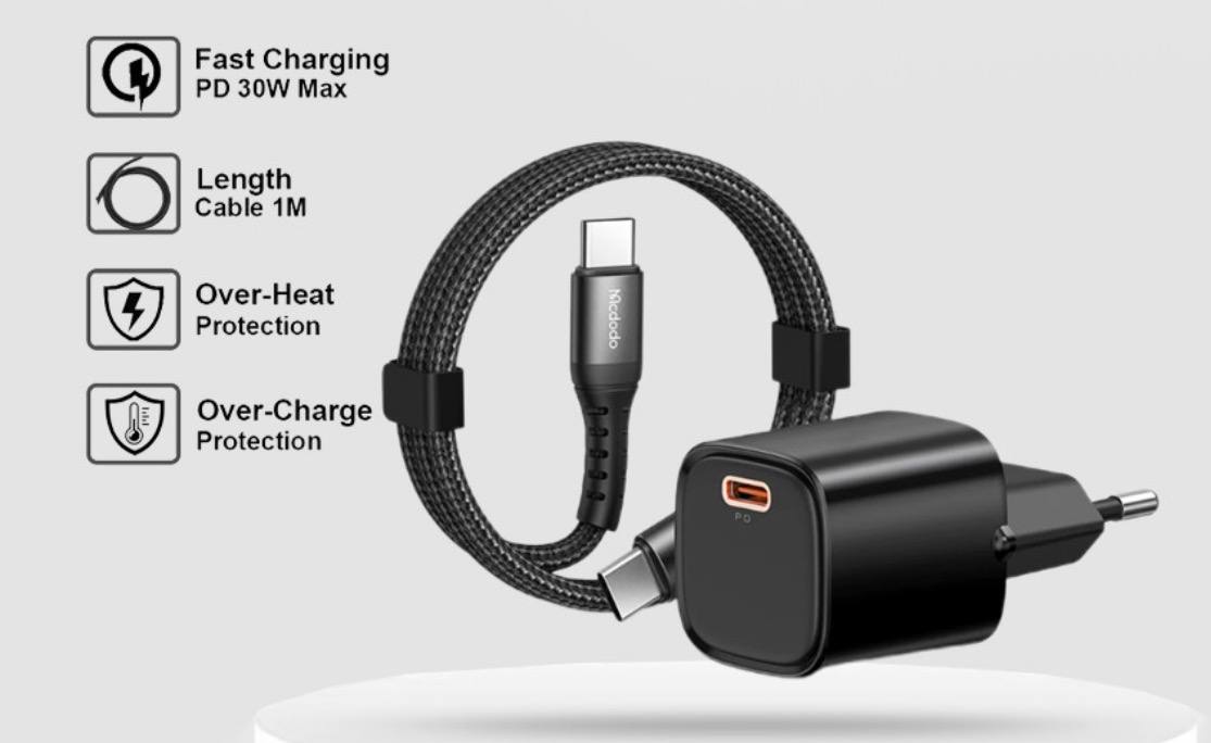 Mcdodo Nano 30W Mini GaN Charger Kit with USB-C to USB-C Cable Photo