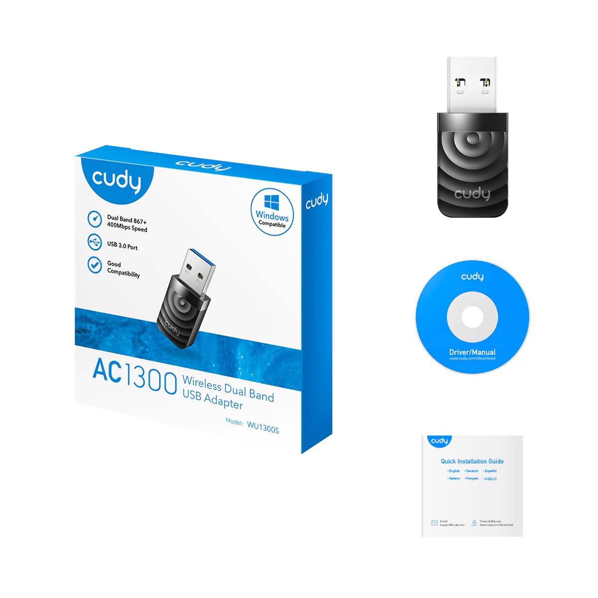 Cudy AC1300 Wireless Dual Band USB Adapter WU1300S