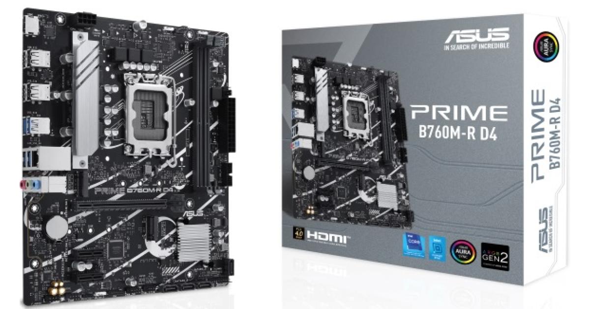 ASUS PRIME B760M-R D4, Intel 14th 13th 12th Series, LGA 1700/DDR4/PCIe 4.0/2xM.2 - mATX Gaming MotherBoard photo 