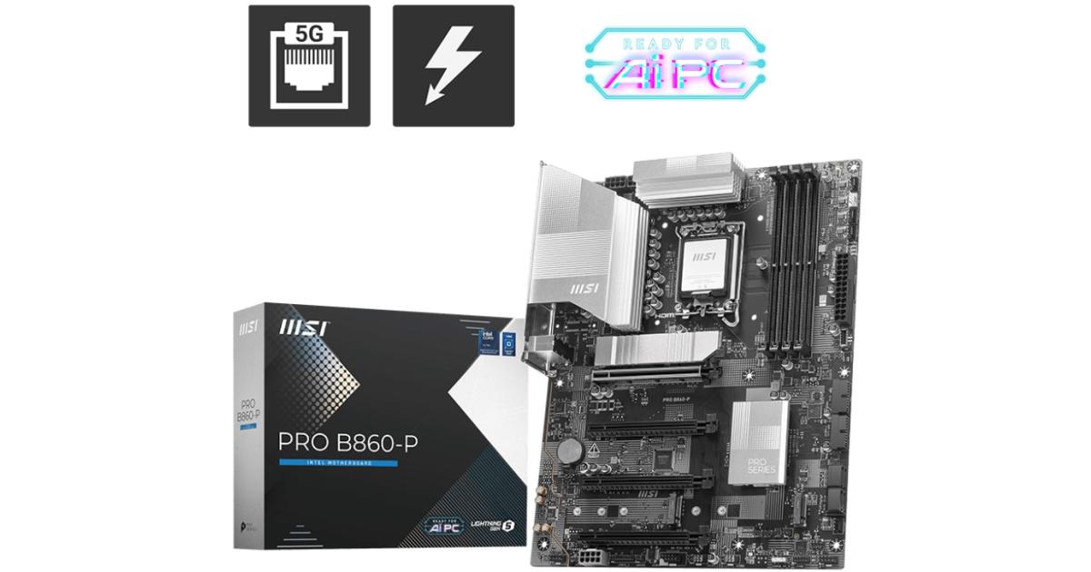 MSI PRO B860-P Intel Core Ultra (Series 2), LGA 1851/DDR5/PCIe 5.0/3xM.2 - ATX Gaming MotherBoard Photo