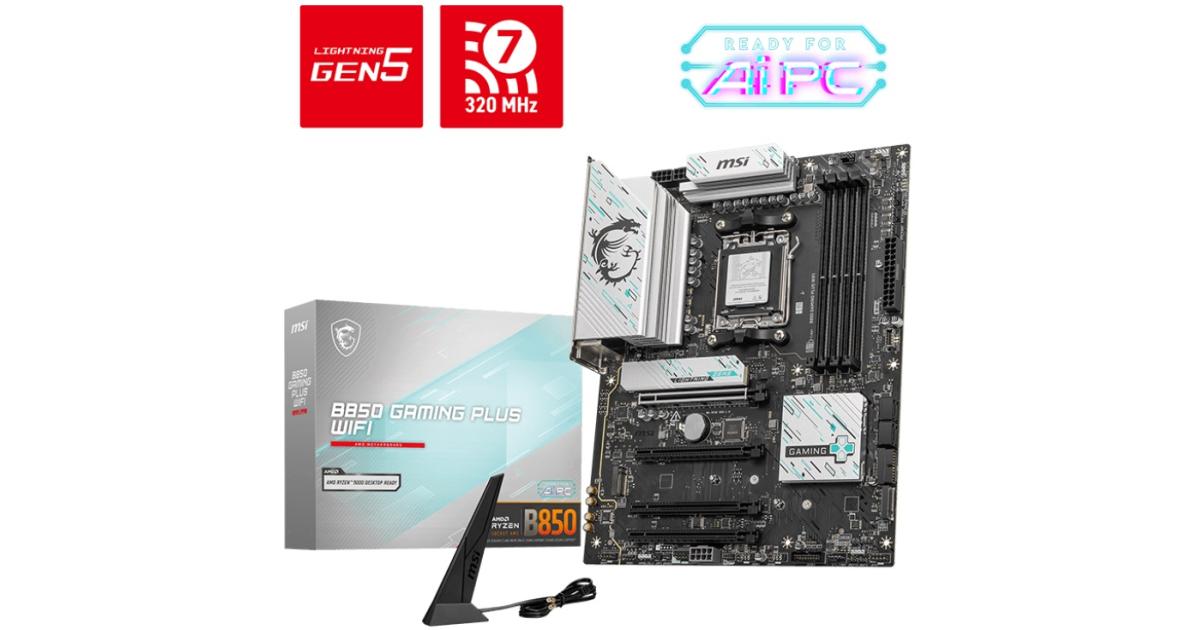 MSI B850 GAMING PLUS WIFI (Wi-Fi 7) AMD RYZEN 7000 8000 9000 Series AM5/DDR5/PCIe 5.0/3xM.2 - ATX Gaming MotherBoard photo 
